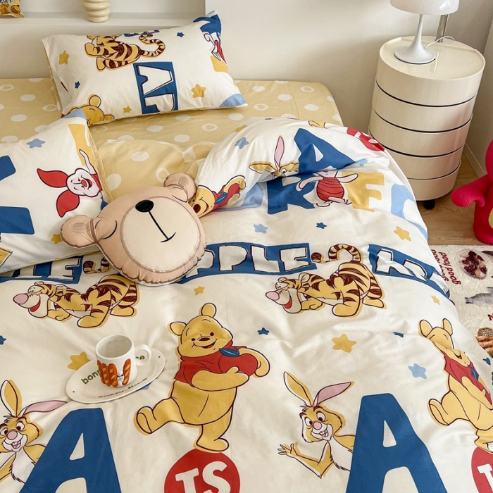 91家纺网 家纺一手货源 找家纺 昔可家纺2022新款迪士尼全棉四件套 维尼欢乐园