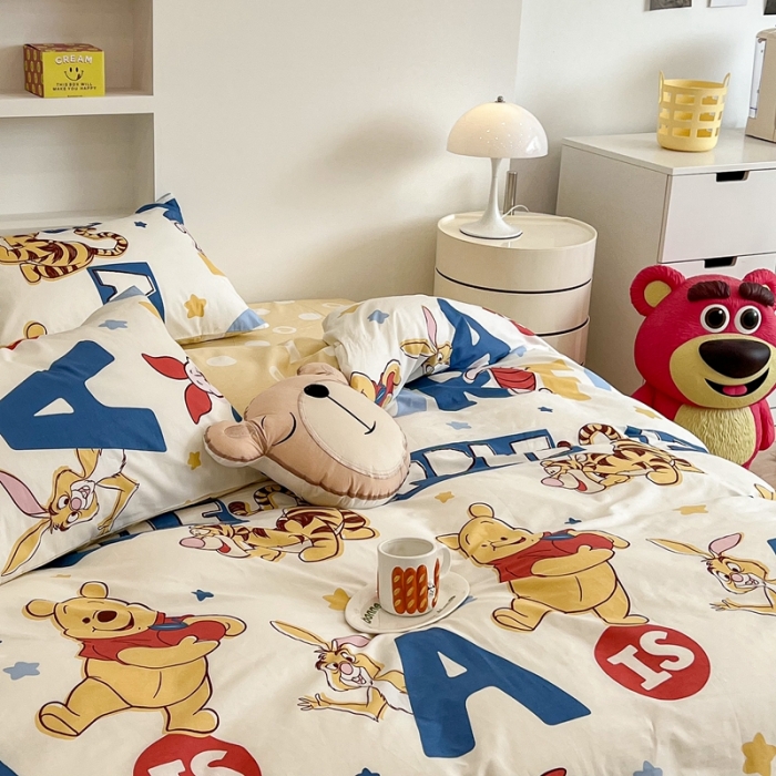 91家纺网 家纺一手货源 找家纺 昔可家纺2022新款迪士尼全棉四件套 维尼欢乐园