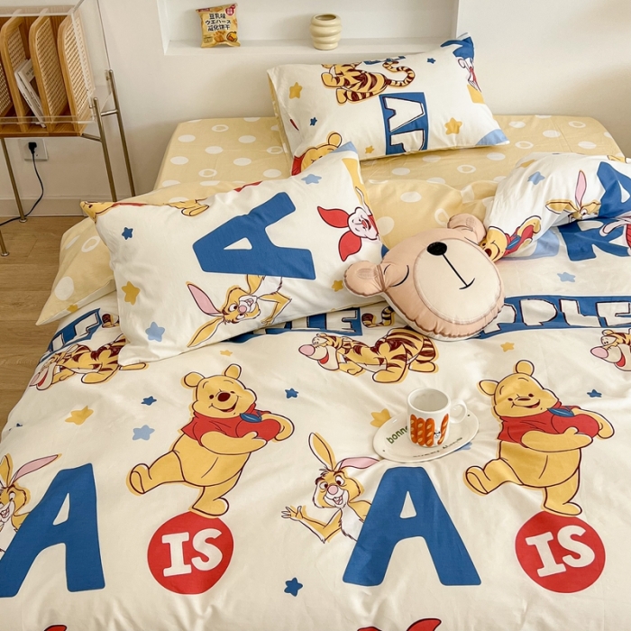 91家纺网 家纺一手货源 找家纺 昔可家纺2022新款迪士尼全棉四件套 维尼欢乐园