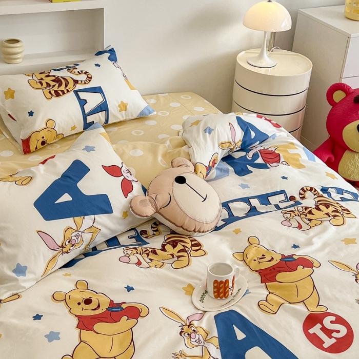 91家纺网 家纺一手货源 找家纺 昔可家纺2022新款迪士尼全棉四件套 维尼欢乐园