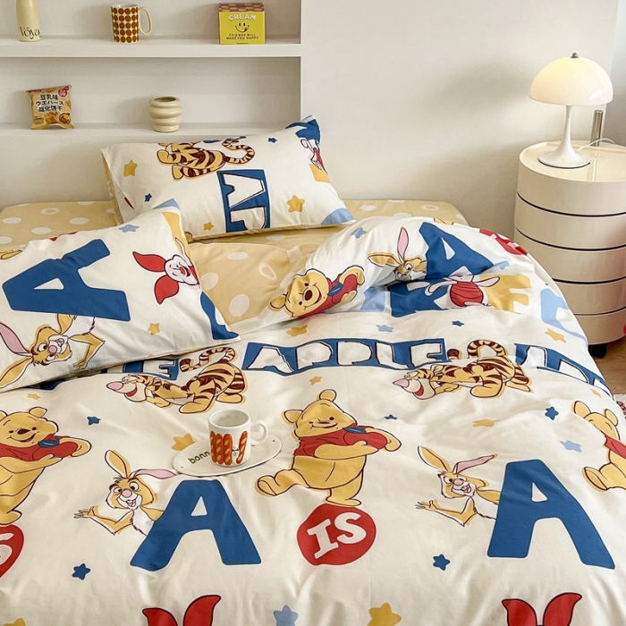 91家纺网 家纺一手货源 找家纺 昔可家纺2022新款迪士尼全棉四件套 维尼欢乐园