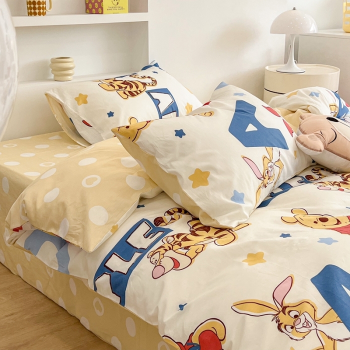 91家纺网 家纺一手货源 找家纺 昔可家纺2022新款迪士尼全棉四件套 维尼欢乐园