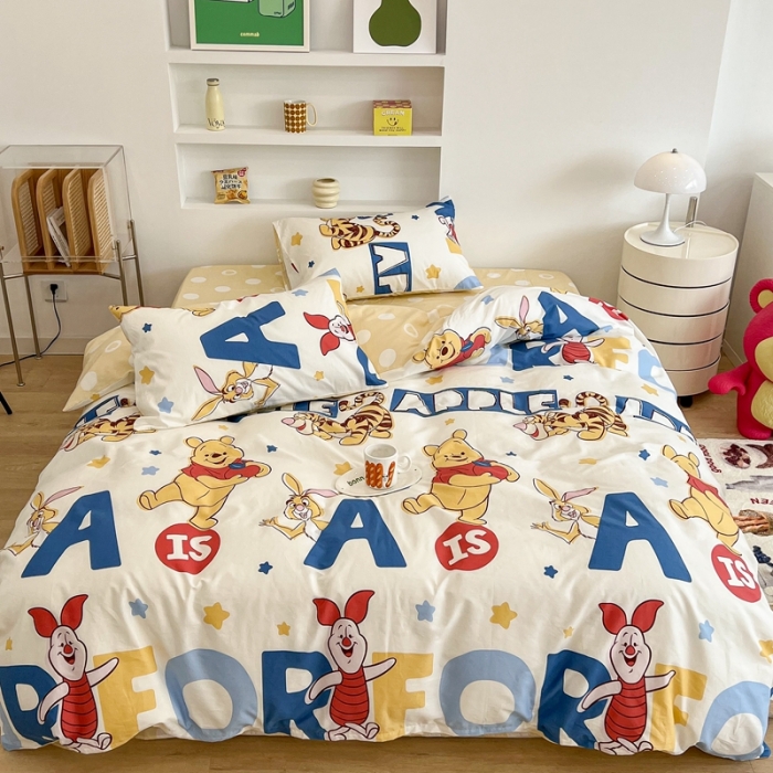 91家纺网 家纺一手货源 找家纺 昔可家纺2022新款迪士尼全棉四件套 维尼欢乐园