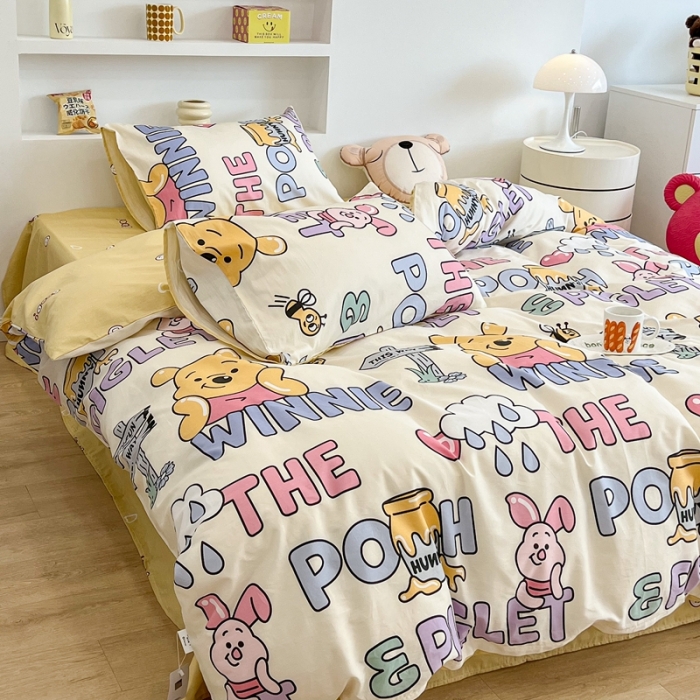 91家纺网 家纺一手货源 找家纺 昔可家纺2022新款迪士尼全棉四件套 小猪噗噗