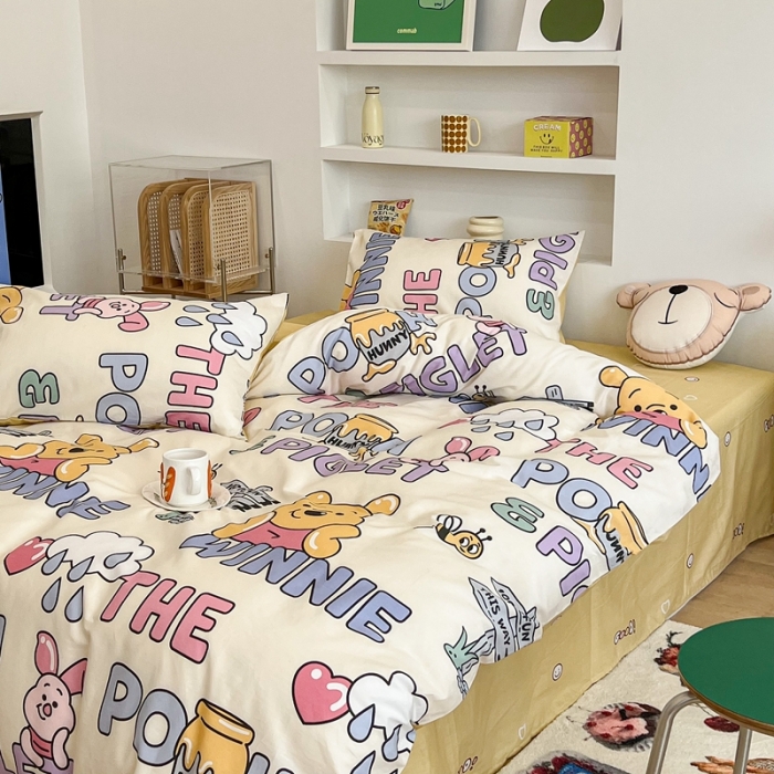 91家纺网 家纺一手货源 找家纺 昔可家纺2022新款迪士尼全棉四件套 小猪噗噗