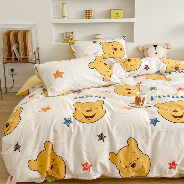 91家纺网 家纺一手货源 找家纺 昔可家纺2022新款迪士尼全棉四件套 星星维尼熊