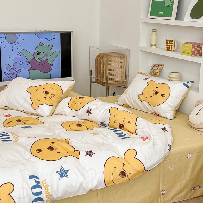 91家纺网 家纺一手货源 找家纺 昔可家纺2022新款迪士尼全棉四件套 星星维尼熊