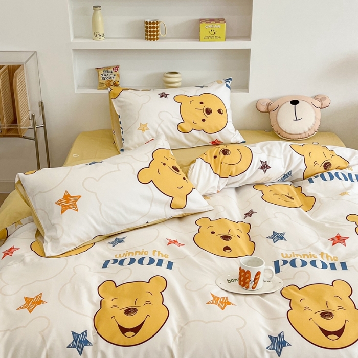 91家纺网 家纺一手货源 找家纺 昔可家纺2022新款迪士尼全棉四件套 星星维尼熊