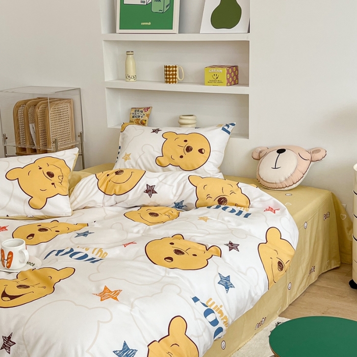 91家纺网 家纺一手货源 找家纺 昔可家纺2022新款迪士尼全棉四件套 星星维尼熊