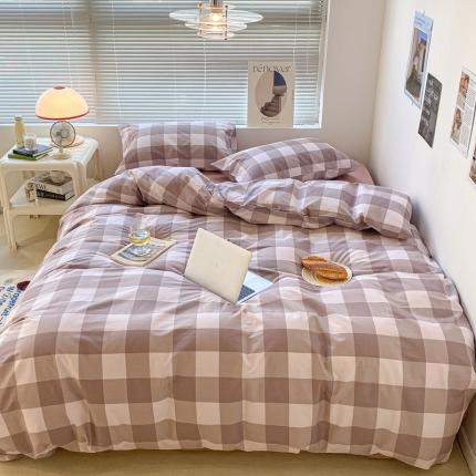 91家纺网 家纺一手货源 找家纺 （总）昔可家纺2022新款学生季格子全棉四件套