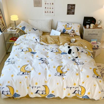 91家纺网 家纺一手货源 找家纺 昔可家纺2022新款正版授权史努比全棉四件套 晚安宝宝