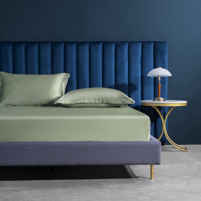 91家纺网 家纺一手货源 找家纺 小米笠 2022新款100支A类长绒棉系列单床笠 桉叶绿