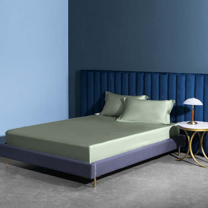 91家纺网 家纺一手货源 找家纺 小米笠 2022新款100支A类长绒棉系列单床笠 桉叶绿