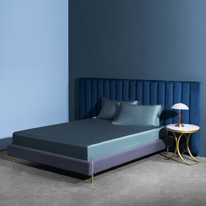 91家纺网 家纺一手货源 找家纺 小米笠 2022新款100支A类长绒棉系列单床笠 海岳蓝