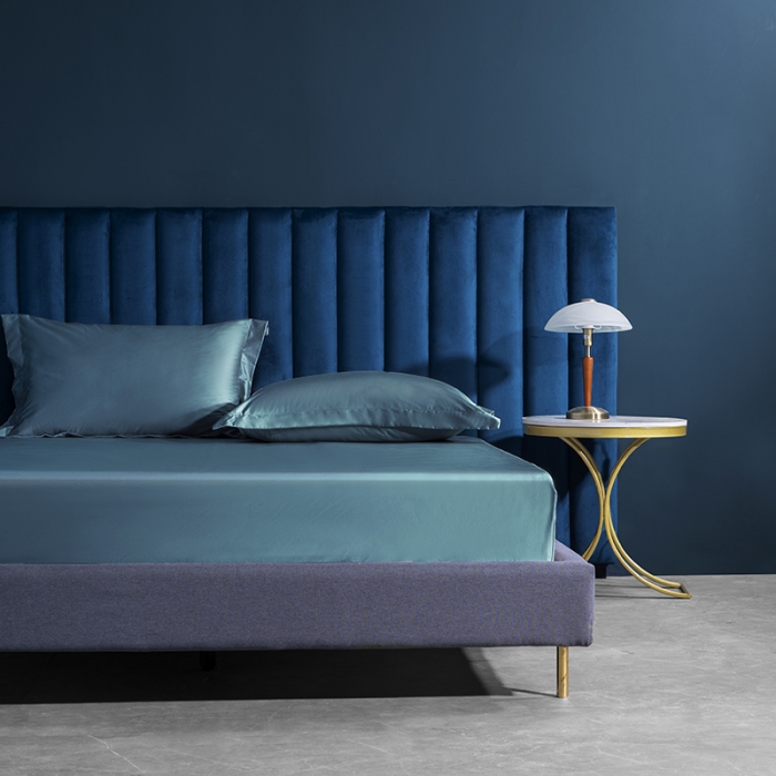 91家纺网 家纺一手货源 找家纺 小米笠 2022新款100支A类长绒棉系列单床笠 海岳蓝