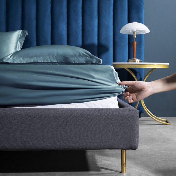 91家纺网 家纺一手货源 找家纺 小米笠 2022新款100支A类长绒棉系列单床笠 海岳蓝