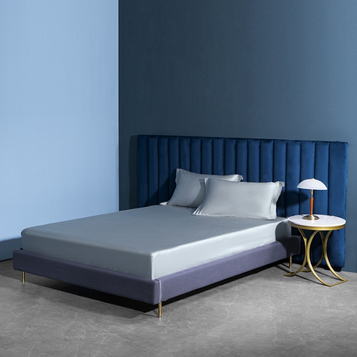 91家纺网 家纺一手货源 找家纺 小米笠 2022新款100支A类长绒棉系列单床笠 极地蓝