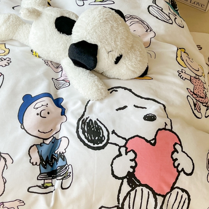 91家纺网 家纺一手货源 找家纺 昔可家纺2022新款正版授权史努比全棉四件套 好朋友