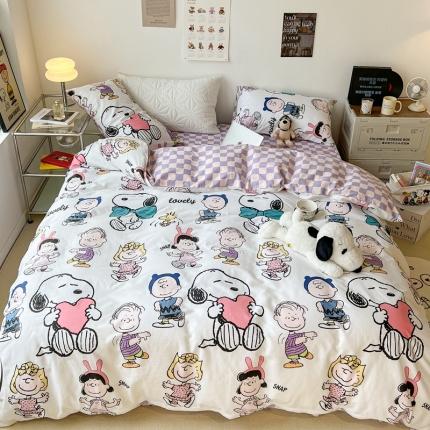 昔可家纺2022新款正版授权史努比全棉四件套 好朋友