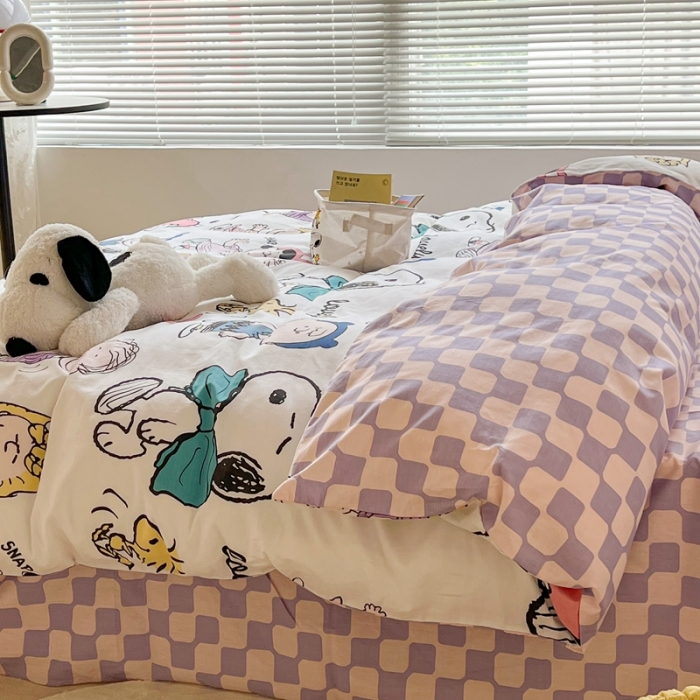 91家纺网 家纺一手货源 找家纺 昔可家纺2022新款正版授权史努比全棉四件套 好朋友