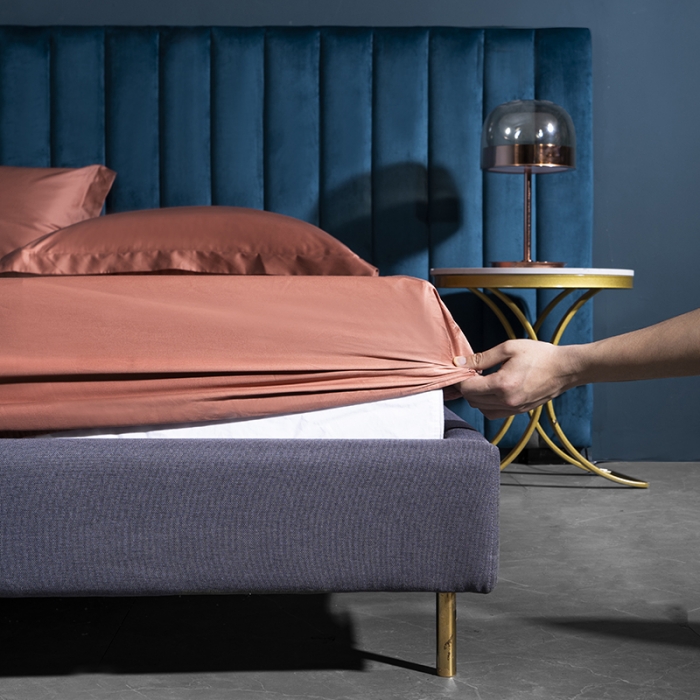 91家纺网 家纺一手货源 找家纺 小米笠 2022新款100支A类长绒棉系列单床笠 太妃橙