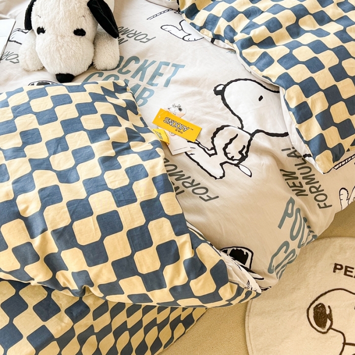 91家纺网 家纺一手货源 找家纺 昔可家纺2022新款正版授权史努比全棉四件套 绅士史努比