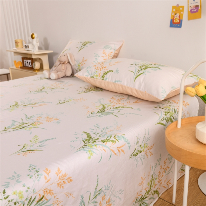 91家纺网 家纺一手货源 找家纺 名兮家居 2022新款全棉印花单件床单及三件套 爱莲娜