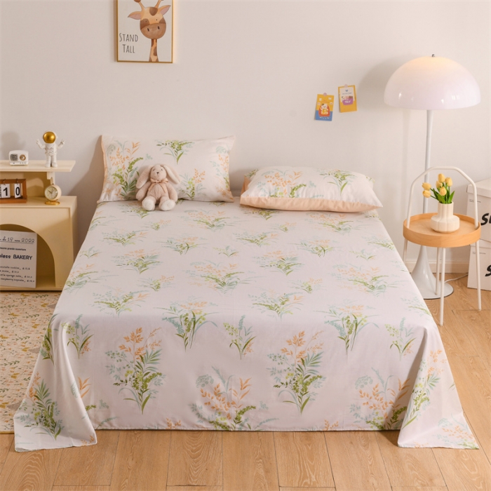 91家纺网 家纺一手货源 找家纺 名兮家居 2022新款全棉印花单件床单及三件套 爱莲娜