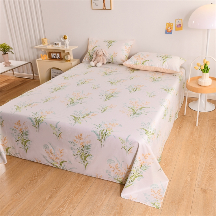 91家纺网 家纺一手货源 找家纺 名兮家居 2022新款全棉印花单件床单及三件套 爱莲娜