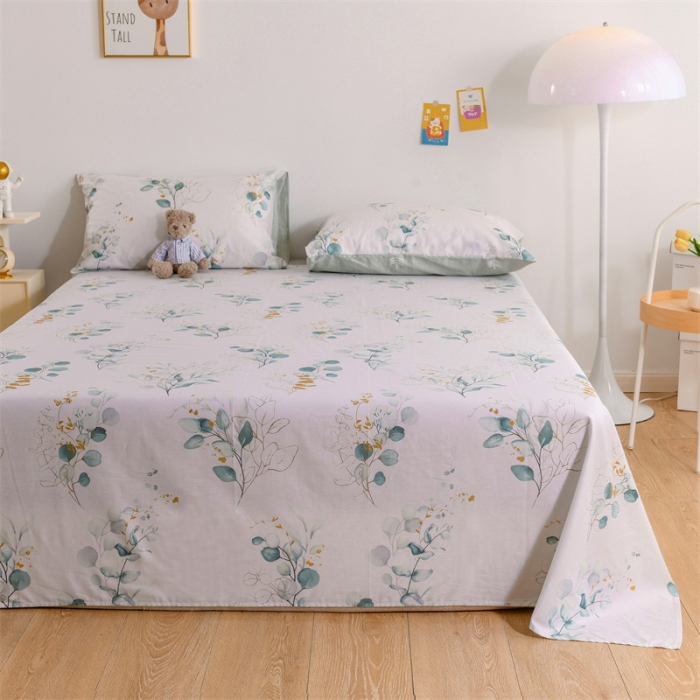 91家纺网 家纺一手货源 找家纺 名兮家居 2022新款全棉印花单件床单及三件套 初夏