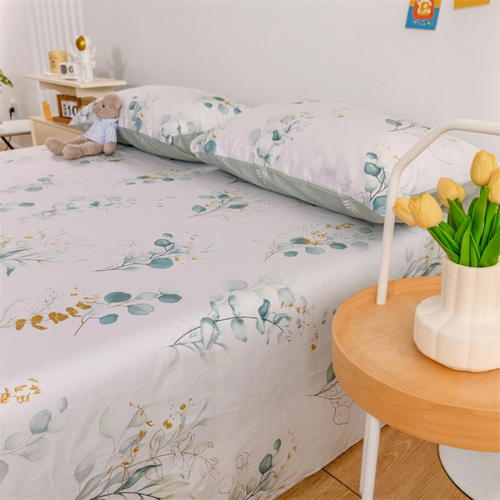 91家纺网 家纺一手货源 找家纺 名兮家居 2022新款全棉印花单件床单及三件套 初夏