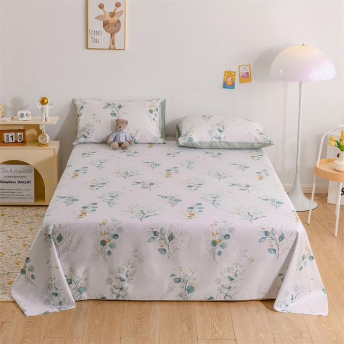 91家纺网 家纺一手货源 找家纺 名兮家居 2022新款全棉印花单件床单及三件套 初夏