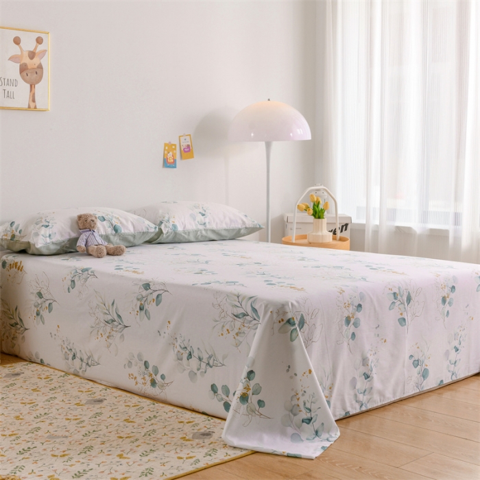 91家纺网 家纺一手货源 找家纺 名兮家居 2022新款全棉印花单件床单及三件套 初夏