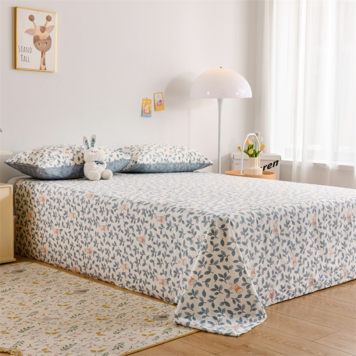 91家纺网 家纺一手货源 找家纺 名兮家居 2022新款全棉印花单件床单及三件套 菲菲兔