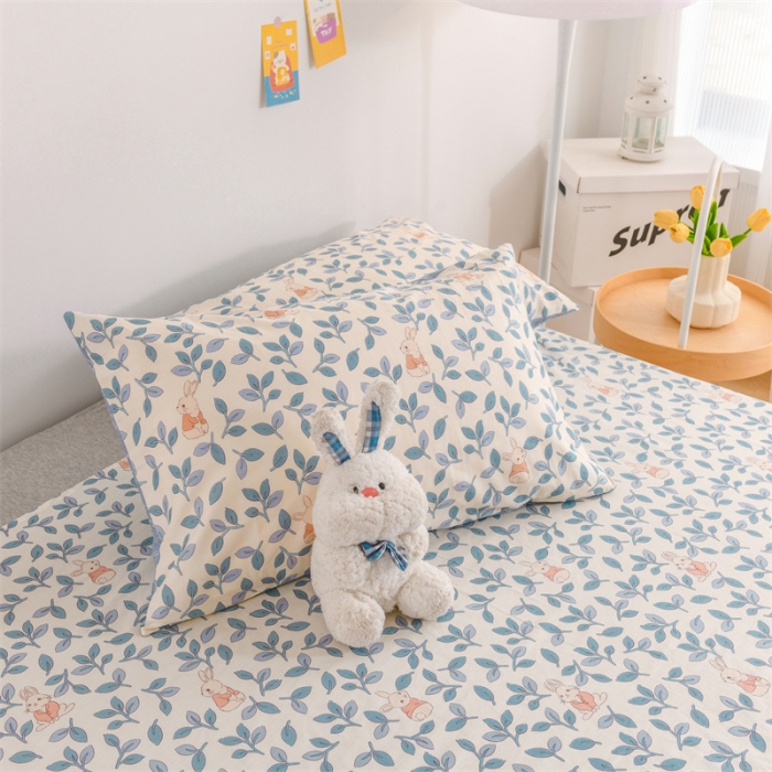 91家纺网 家纺一手货源 找家纺 名兮家居 2022新款全棉印花单件床单及三件套 菲菲兔