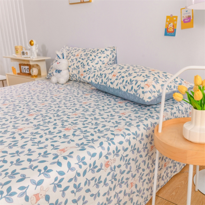 91家纺网 家纺一手货源 找家纺 名兮家居 2022新款全棉印花单件床单及三件套 菲菲兔