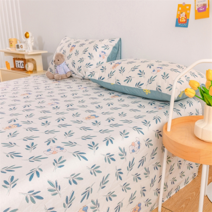 91家纺网 家纺一手货源 找家纺 名兮家居 2022新款全棉印花单件床单及三件套 花花熊