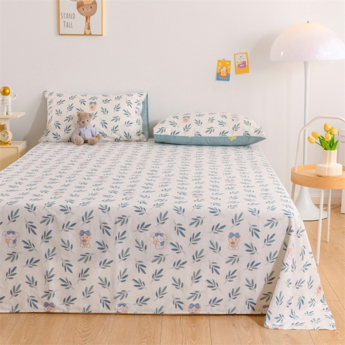 91家纺网 家纺一手货源 找家纺 名兮家居 2022新款全棉印花单件床单及三件套 花花熊