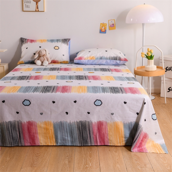 91家纺网 家纺一手货源 找家纺 名兮家居 2022新款全棉印花单件床单及三件套 梦幻彩虹