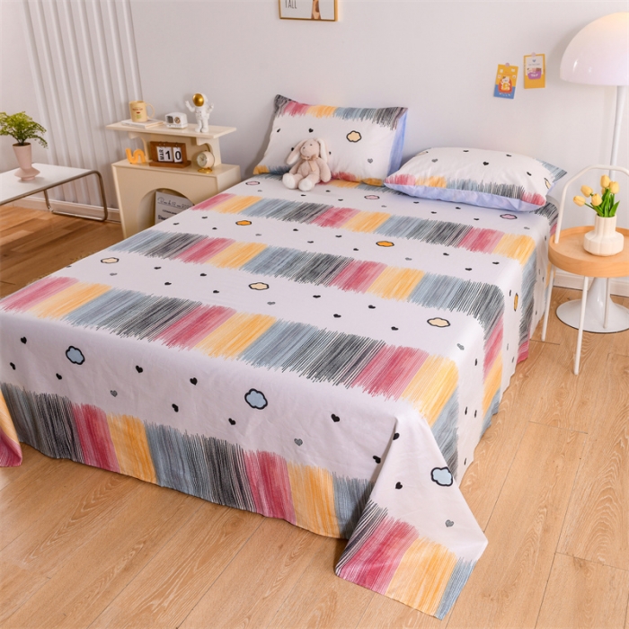 91家纺网 家纺一手货源 找家纺 名兮家居 2022新款全棉印花单件床单及三件套 梦幻彩虹