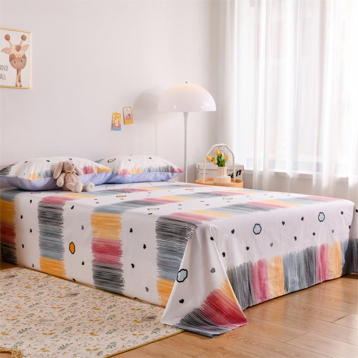 91家纺网 家纺一手货源 找家纺 名兮家居 2022新款全棉印花单件床单及三件套 梦幻彩虹