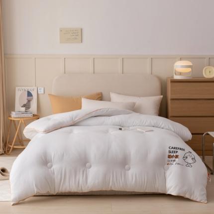 木堇家居 2022新款秋冬磨毛牛奶加厚学生冬被春秋被 暖小豆--珍珠白