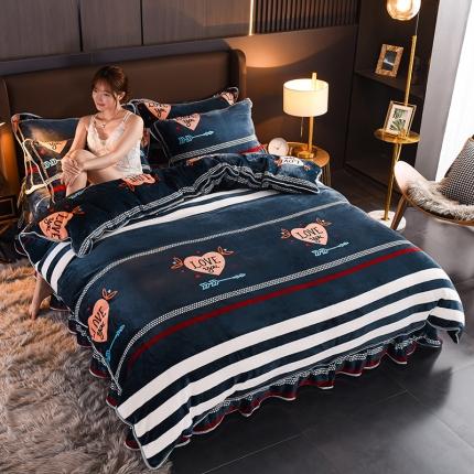 91家纺网 家纺一手货源 找家纺 雨洋2025新款加厚保暖8.5斤牛奶绒金貂婴儿绒四件套爱心箭