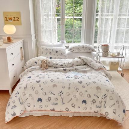 91家纺网 家纺一手货源 找家纺 木堇 2022新款秋冬ins针织印花A类大豆春秋冬被 动物园