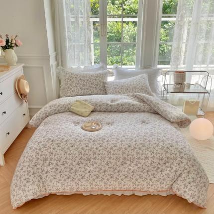 91家纺网 家纺一手货源 找家纺 木堇家居 2022新款秋冬ins针织印花A类大豆春秋冬被 花开曼舞