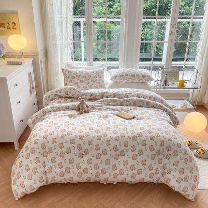 91家纺网 家纺一手货源 找家纺 木堇家居 2022新款秋冬ins针织印花A类大豆春秋冬被 小熊