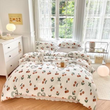 91家纺网 家纺一手货源 找家纺 木堇家居 2022新款秋冬ins针织印花A类大豆春秋冬被 樱桃兔