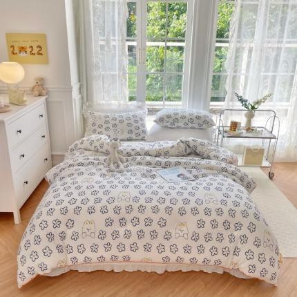 木堇家居 2022新款秋冬ins针织印花A类大豆春秋冬被 兰花小兔