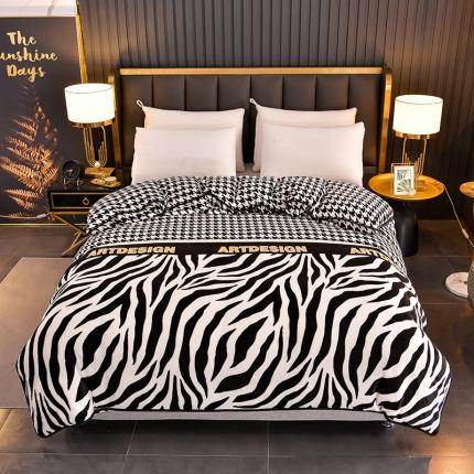 91家纺网 家纺一手货源 找家纺 雨洋2025新款加厚保暖牛奶绒金貂婴儿绒单被套 斑马纹