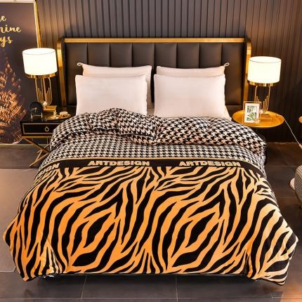 91家纺网 家纺一手货源 找家纺 雨洋2025新款加厚保暖牛奶绒金貂婴儿绒单被套 斑马一黄